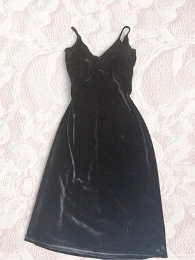 Black Velvet Midi Slip Dress